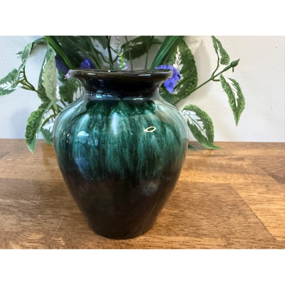 Vintage Canadian Pottery Vase β Green Drip Glazeβ Art Pottery MCM Style